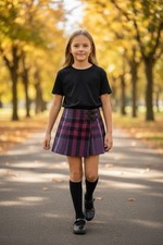 Burberry Girls Pleated Plaid Skirt Size 8 Adjustable Waist Authentic