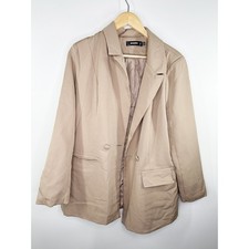 Missguided Womens Tan Khaki Long Blazer Jacket Size 8 J9703876 Career Office