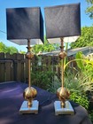 Pair WILDWOOD HERITAGE 34 Opus Buffet Metal Table Lamps Crystal Base Silk Shades — photo 2