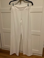 INC International Concepts White Wide legSide Zip Women's Solid Dress Pants