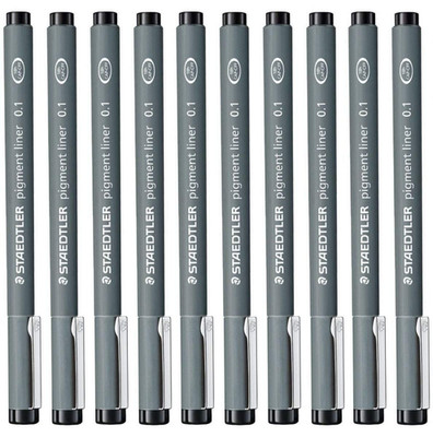 STAEDTLER Staedtler 1.0 mm Pigment Liner Fineliner Pack of 10