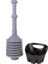 Green Bellows Accordion Toilet Plunger with Black Storage Tray