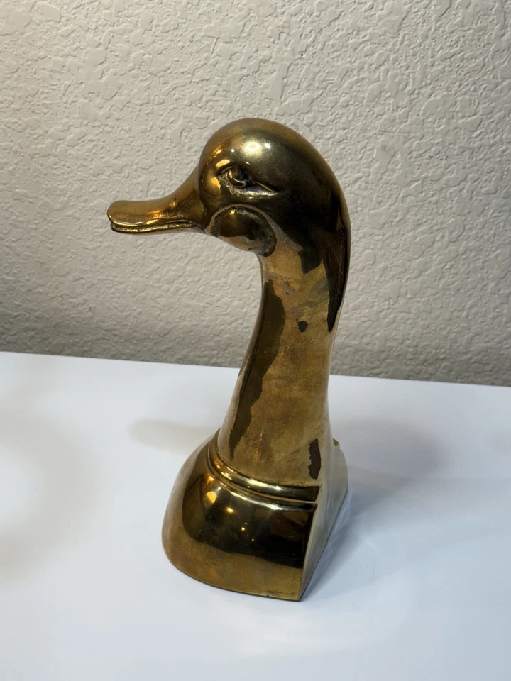 -W BELL & CO-Vintage MCM 实心黄铜鸭子书立/雕像 韩国制造“COOL” — 第 3/4 张图片