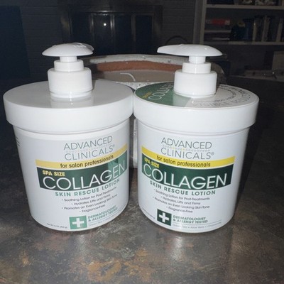 2x Advanced Clinicals Collagen Skin Rescue Lotion Spa Size 16 oz Each FREE SHIP!