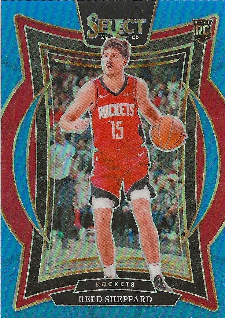 2024-25 PANINI SELECT #68 REED SHEPPARD LIGHT BLUE PRIZM RC #'D 172/299