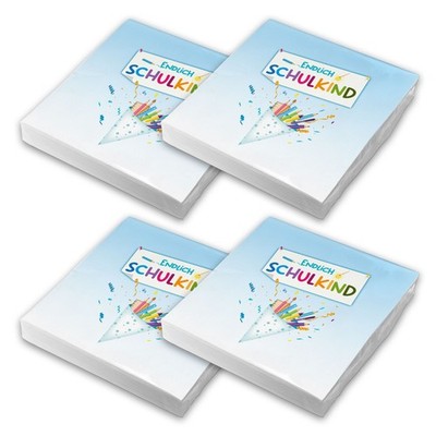 ITENGA 80x Servietten Schulanfang Endlich Schulkind hellblau Motiv Schultüte neu