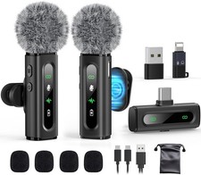 USB C Lavalier Microphone Wireless Mini Mic for Type-C Android Phone/Tablet/PC V