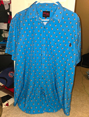 RSVLTS LIke Funky Hippo 8-bit Duck Hunt Arcade Game Button Shirt