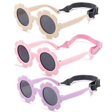 Baby flower Sunglasses with Strap girls polarized sunglasses Flexible Bendabl...