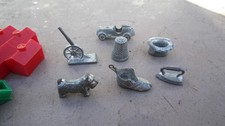 Monopoly Metal Tokens Vintage Żelazny naparstek Kapelusz Samochód wyścigowy Pies 7 sztuk +