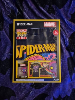 Funko Pocket Pop! & Tee Set, Marvel - Spider-Man (Black Light) Size L/ Größe L