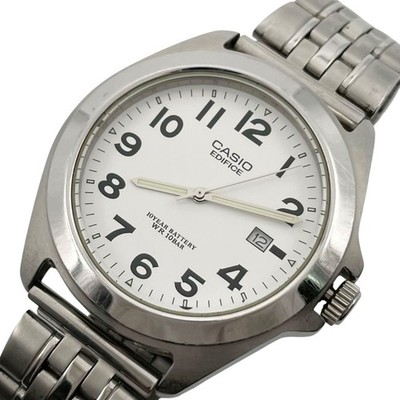 CASIO EDIFICE EF-120 White Dial Quartz 3-Hand Metal Band Date