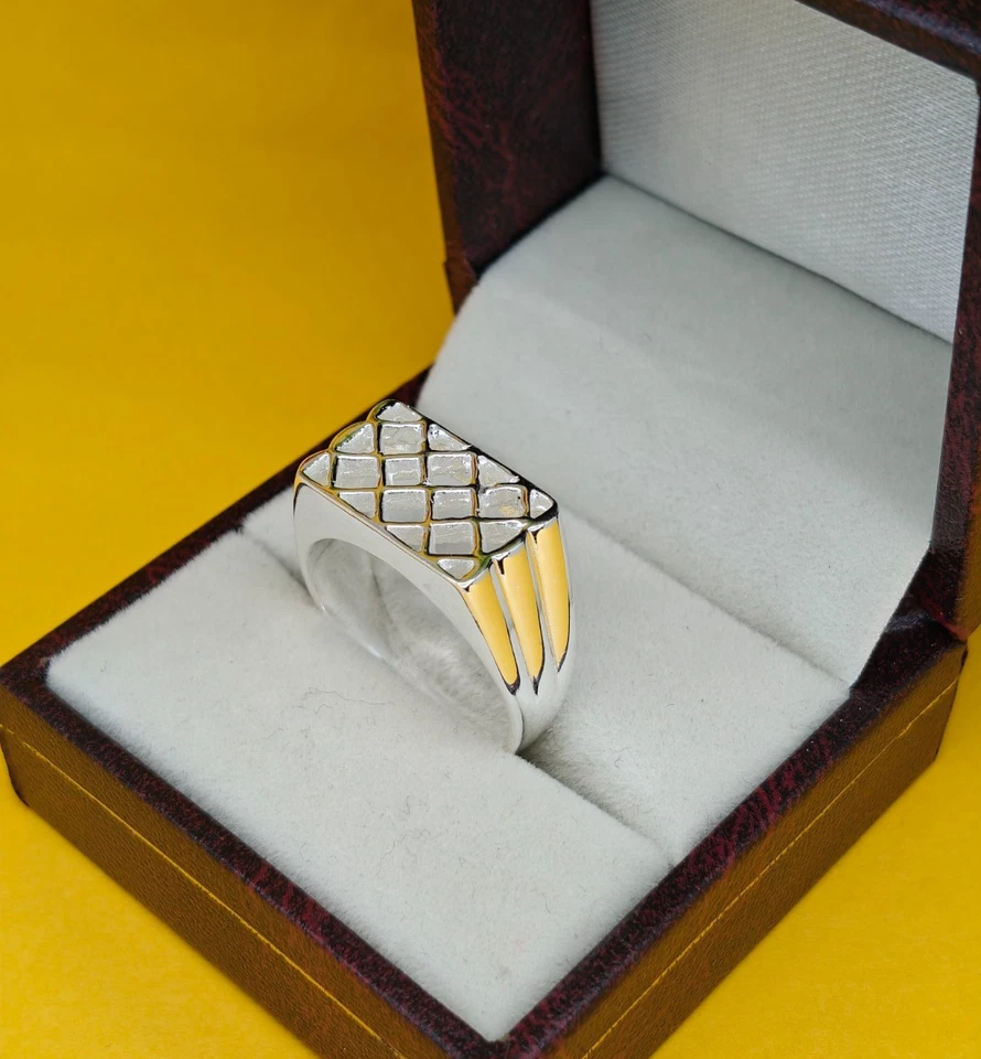 Anel masculino de prata, anel masculino sinete bronze natural anel de presente exclusivo - Imagem 2 de 4