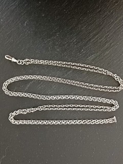 Ancienne Chaîne Sautoir De Montre Gousset Argent Massif 145 cm