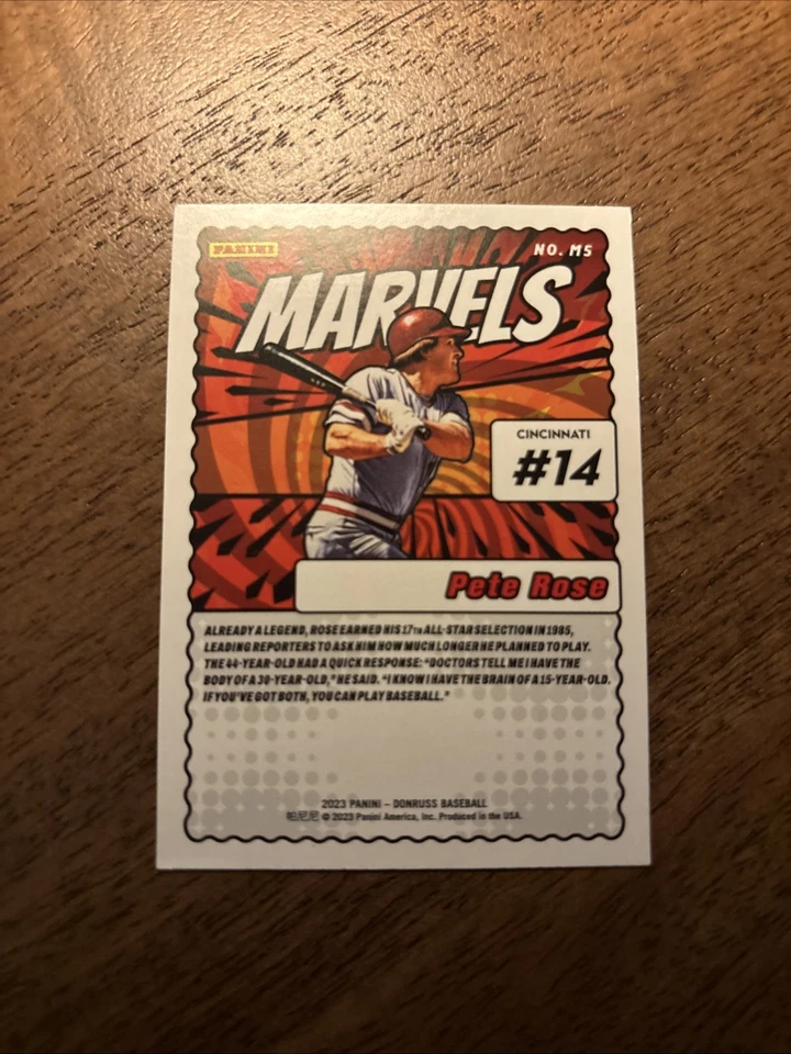 2023 Donruss Пит Роуз Marvels переливающаяся карточка - Изображение 2 из 2