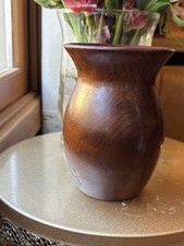 Vintage MCM California Hand Turned Redwood Burl Vase Signed