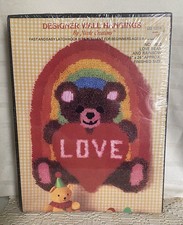 NEW 1985 Nicole Creations Love Bear  Rainbow 1803 Latch Hook Kit 18x24 Vtg