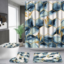 Shower Curtain Set with Rugs,Bathroom Accessory Set, Including Non-Slip Rugs,...