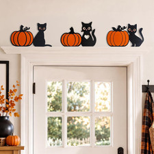 Black Cat Pumpkin Door Frame Decor, Halloween Decorations Indoor  3-Piece Cute