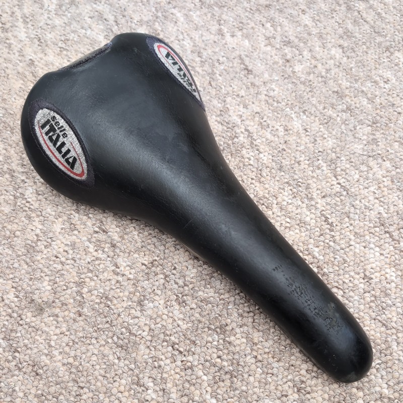Selle Italia Flite Titanium Embroidered saddle black leather  built Oct 2000