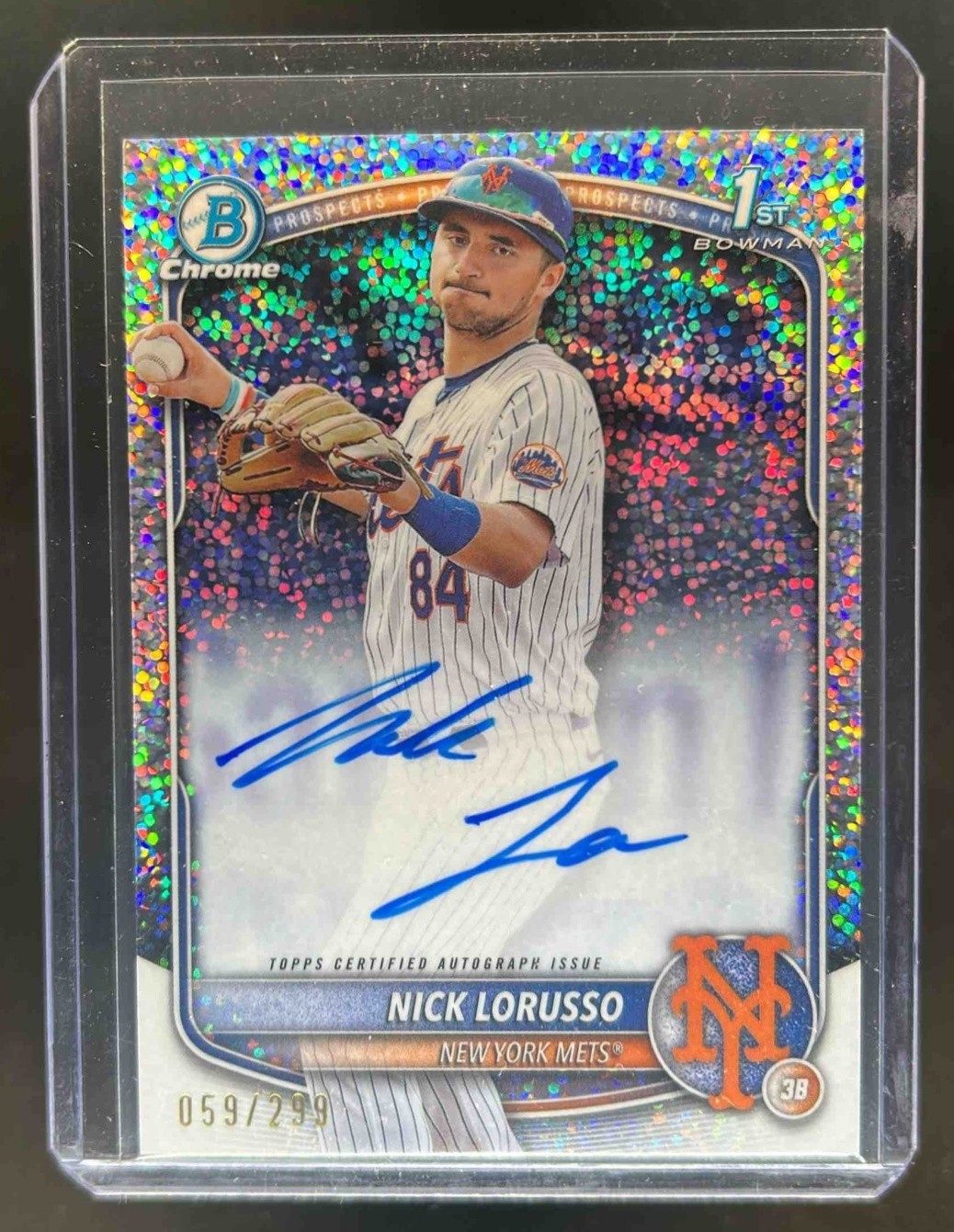 2025 Bowman Chrome Nick Lorusso Auto Speckle Refractor 1st Prospect #59/299 Mets