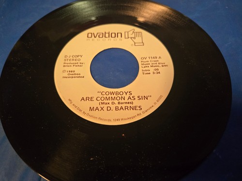 Max D. Barnes – Cowboys Are Common As Sin - 7" VINYL SINGLE - Picture 2 of 3