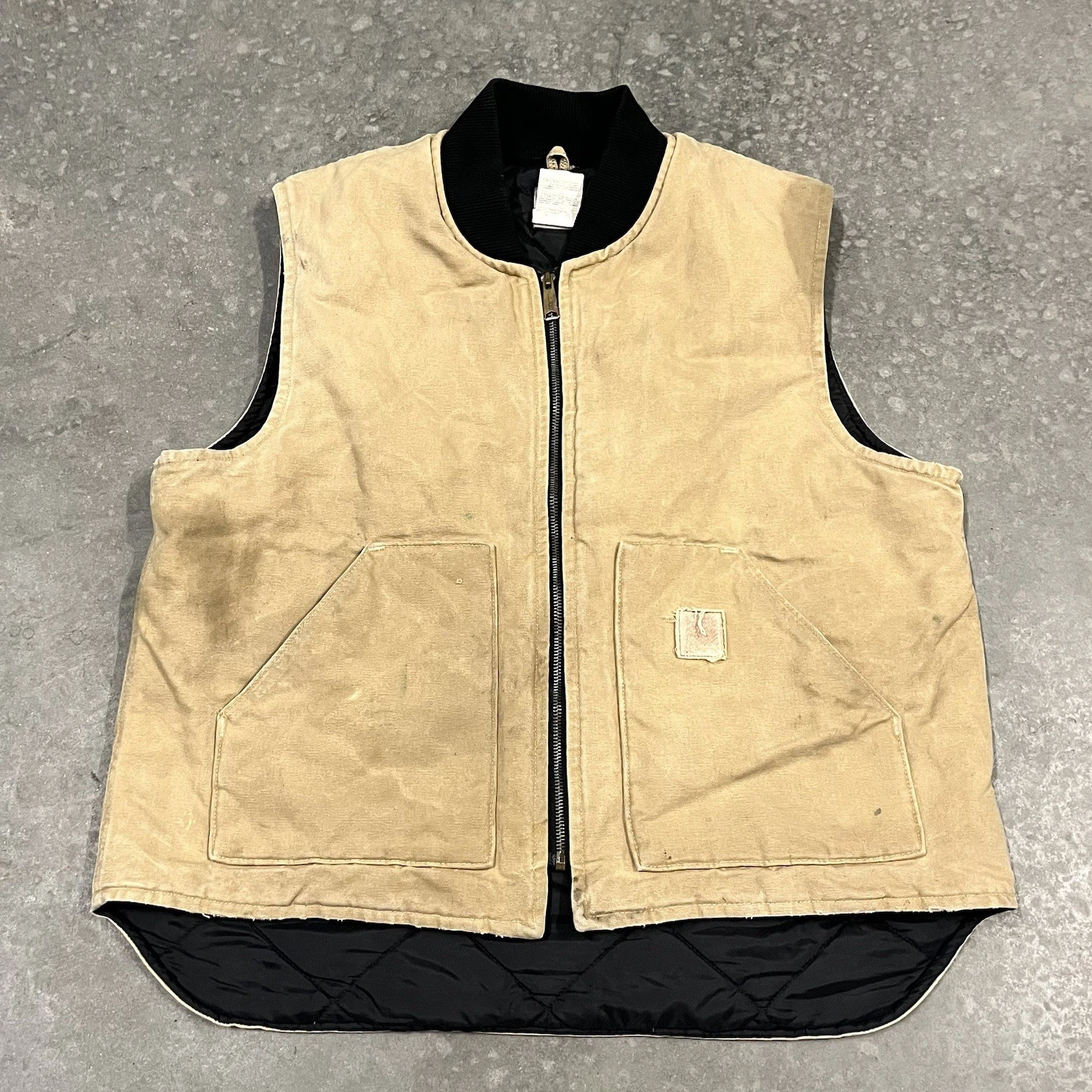 Vintage Carhartt Vest Men's XL Distressed Quilt Lined Brown V02 WET USA Work 90s