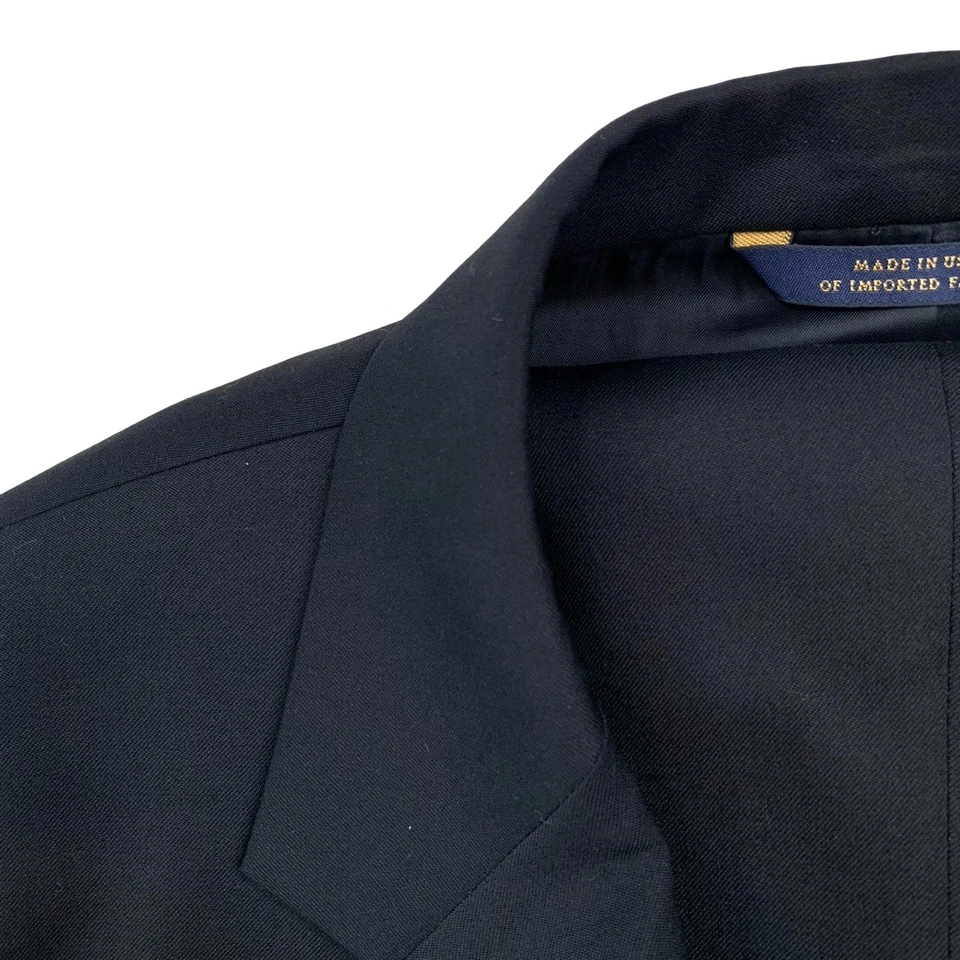 Mens 42 S Brooks Brothers 1818 Madison Solid Black Wool Suit Made USA - Image 3 of 4