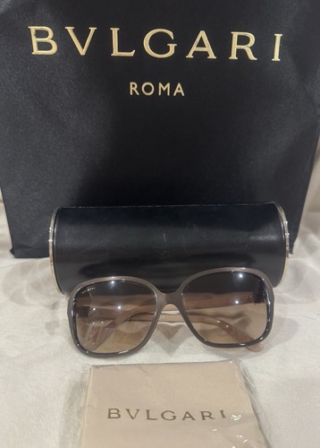 Bvlgari Sunglasses AUTHENTIC 8004b Black Crystal Square Rectangle bv8004b Amber - Picture 16 of 16