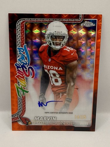 Marvin Harrison Jr 2025 Topps Chrome Future Stars Auto Orange Geo  /25 Cardinals