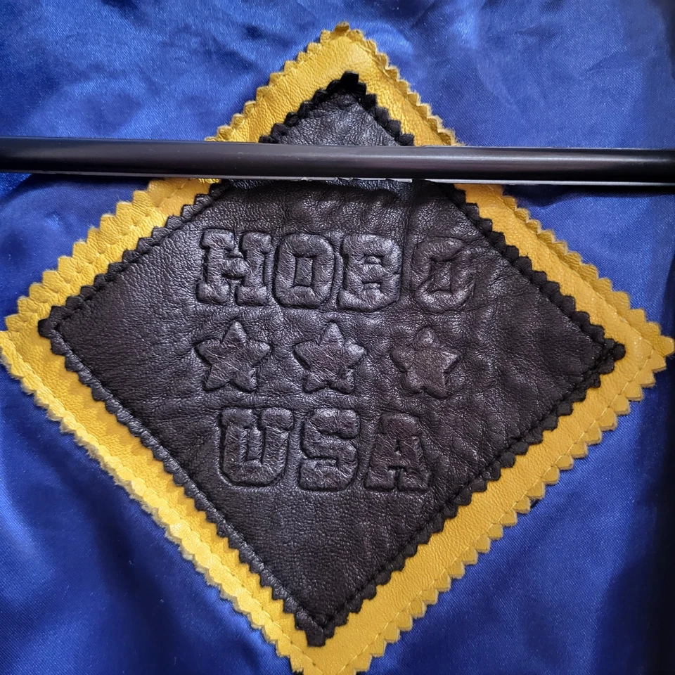 VTG 90’s Hobo USA Leopard Jaguar Jacket Michael Hoban Blue Yellow Size 42 - Image 3 of 4