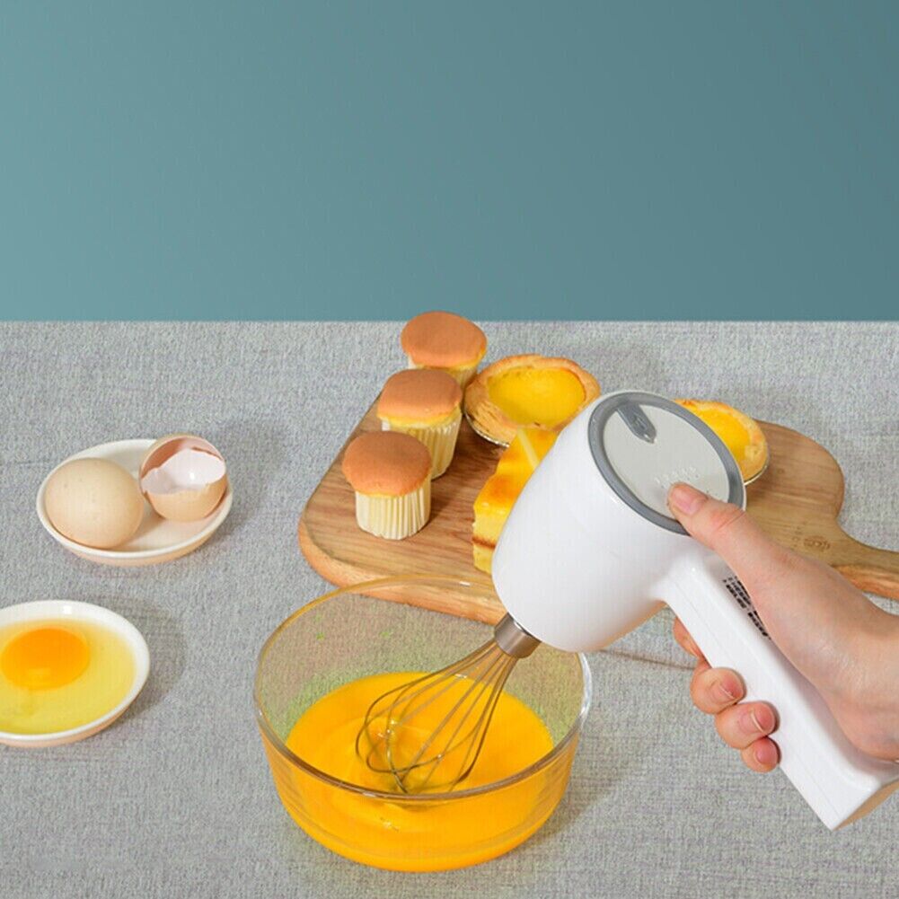 Portable Wireless Hand Mixer, USB Rechargable Handheld Egg Beater with 2 Detachable Stir Whisks, 5 Speed Modes, Mini Cordless Helper for Kitchen