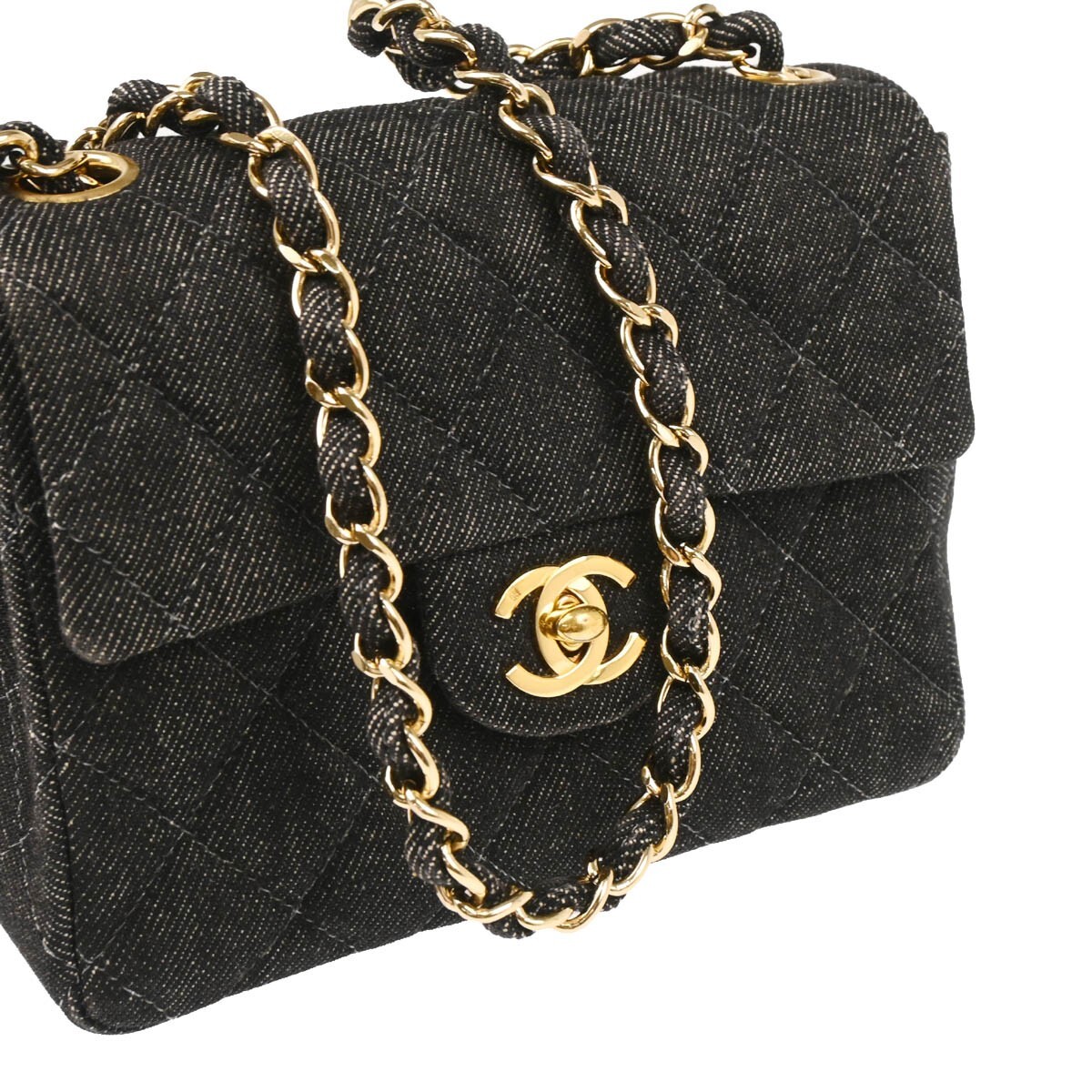 Chanel Black Denim Mini Classic Square Flap Bag 17 185461 | eBay