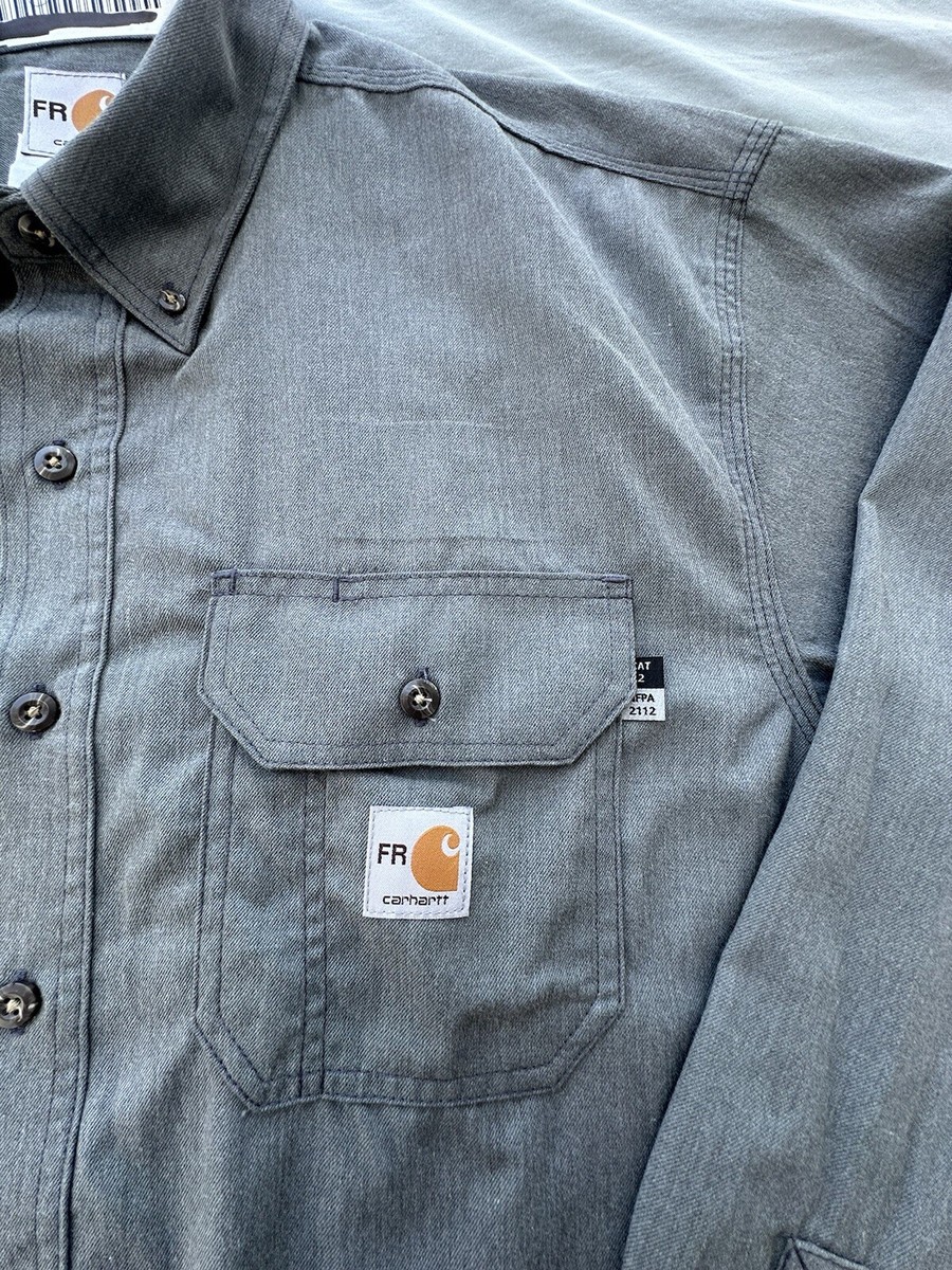 Lot 2 Carhartt FR Button Down Work Shirts 2XL Reg. CAT 2
