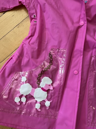 Vintage 90s Girls Size 4t Barbie Raincoat Poodle / Dog - Picture 8 of 10