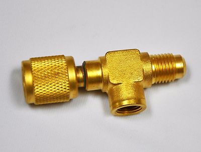 T-Adapter Size:1/4X1/8X1/4''Add Gauge at Deep Vacuum Pump/Manifold NPT/Flare HVAC