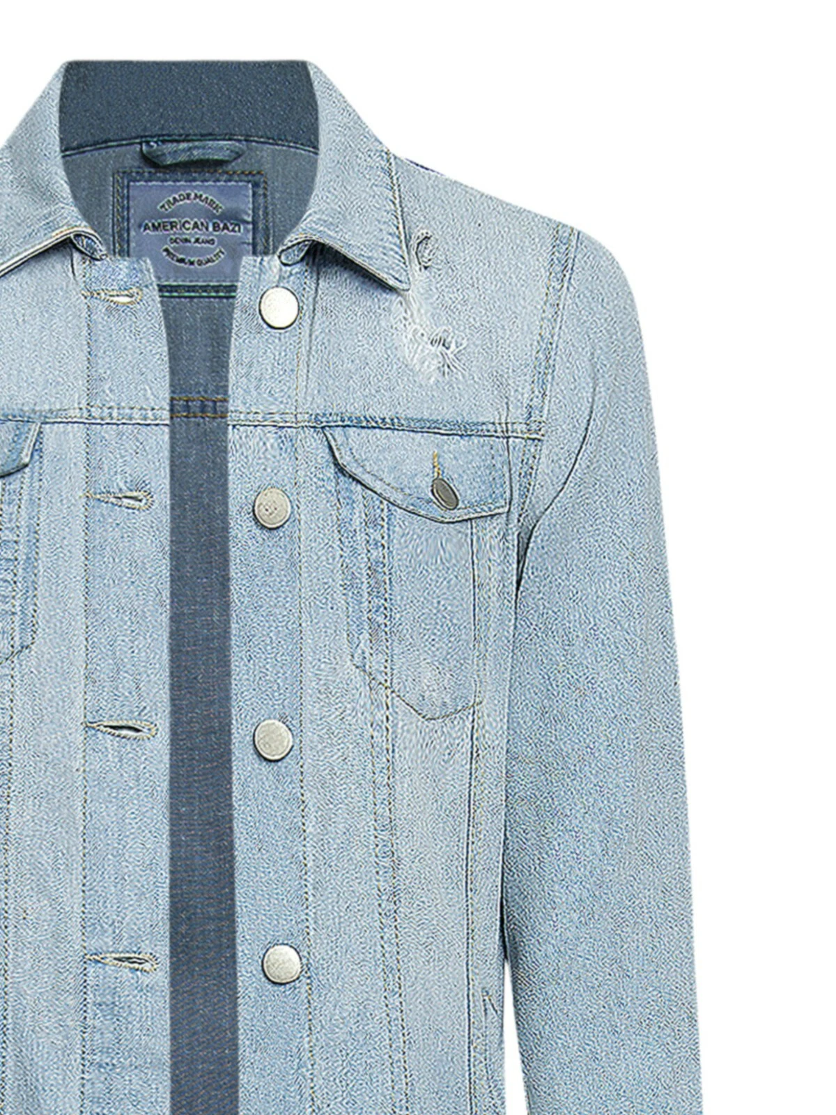 Women's Long Button Down Ripped Distressed Denim Jean Jacket Coat RJK3205