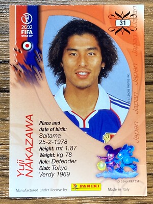 Free Shipping! Panini 2002 FIFA World Cup Card No.31 Yuji Nakazawa