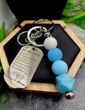 4" Silver-Tone Silicone Beaded Keychain For My Love Charm New Free Ship A4795