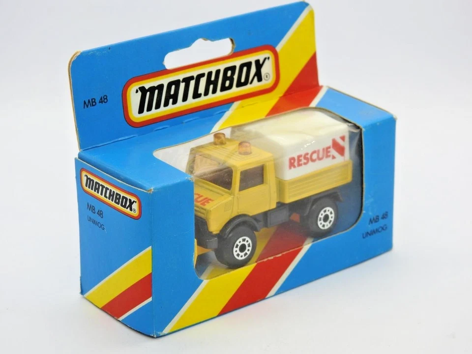 Matchbox Lesney 1983 MB 48 Unimog Schutz Neuwertig Vnm Ungeöffnet M Blau Fenster - Bild 4 von 4