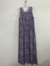 Talbots Petite Size LP Floral Pink Blue Cream Maxi Dress Women Stylish