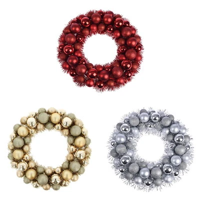 H&S COLLECTION Christmas Wreath Tinsel Bauble Decorative Hanging Door Wall Winter Xmas D�cor