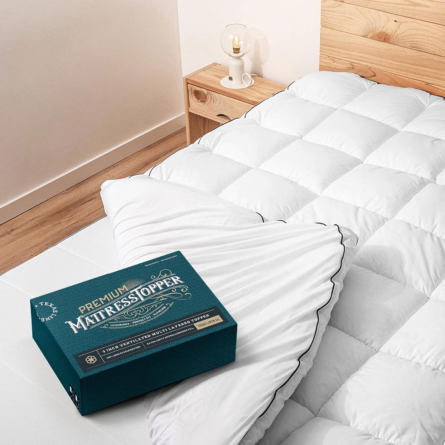 Queen Cooling Mattress Topper, Soft 100% Cotton Fabric, Pillow-Top Optimum Thick