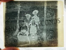 Antique Photo Glass Negative RARE medical oddity GIANT GOITER pioneer family