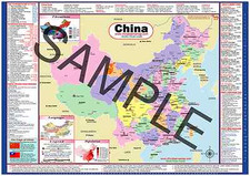 China USA 2-sided Small Desk Map 1-12 Learn-A-Map 6x 