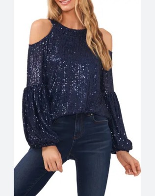 sequin cold shoulder top