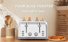 4-Slice Toaster Oven, Stainless Steel Toaster...