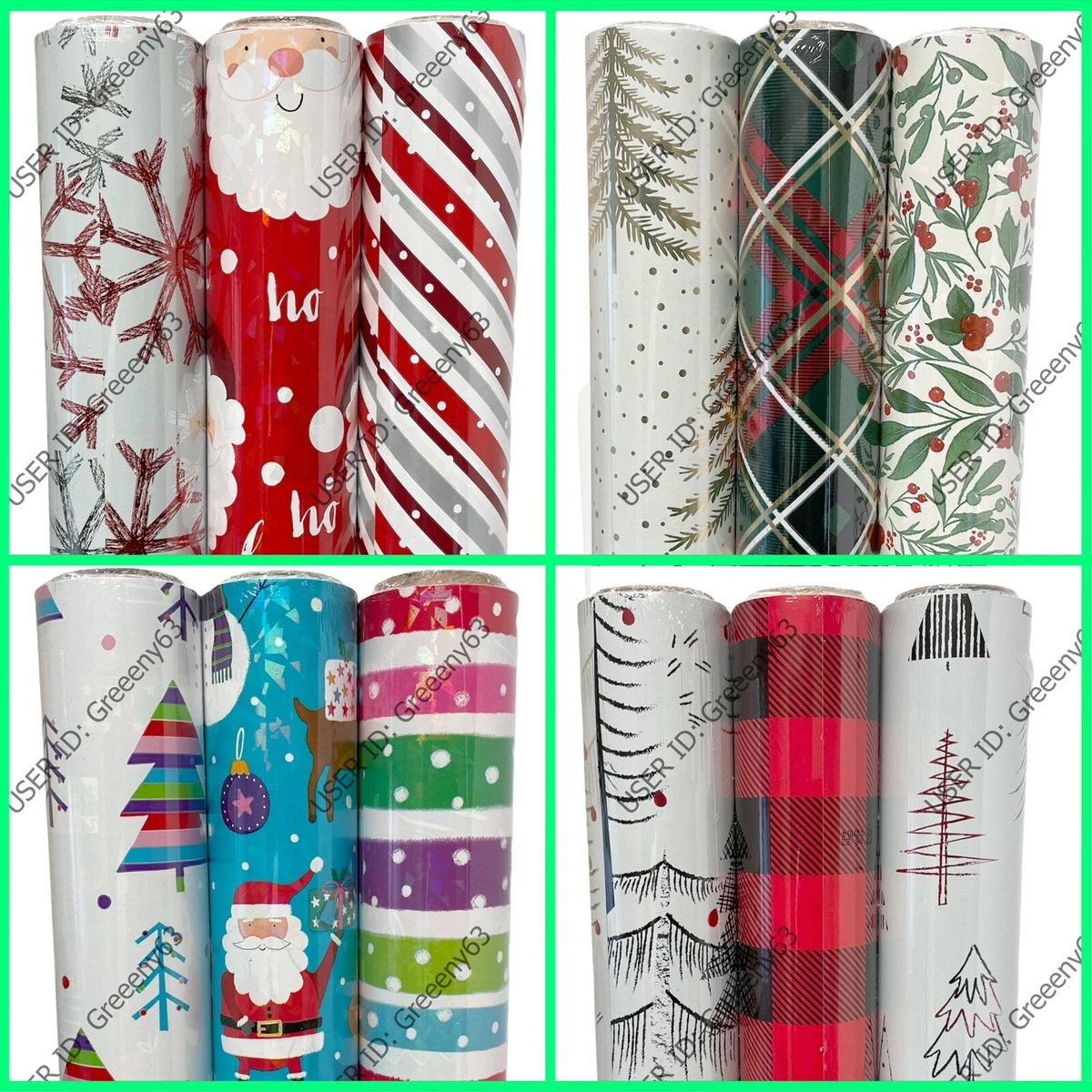 Set of 3 Assorted Christmas Wrapping Papers, Variety Pack Modern