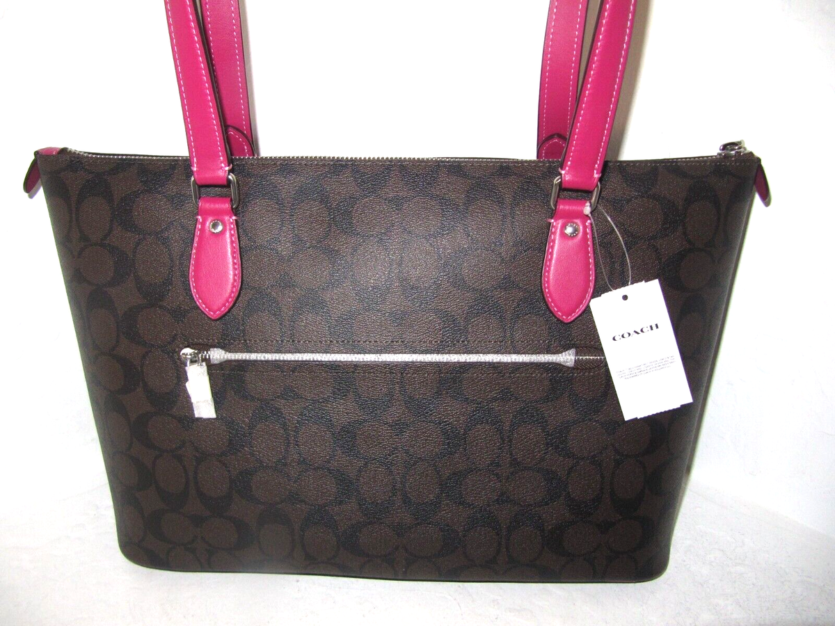 Coach CH504 Brown Bright Violet Canvas Coated Signature Gallery