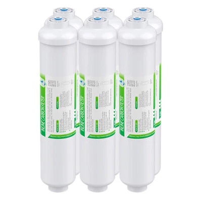MEMBRANE SOLUTIONS 6 Pack Inline Post Carbon Water Filter T33 Under Sink Filters 1/4" Quick Connect